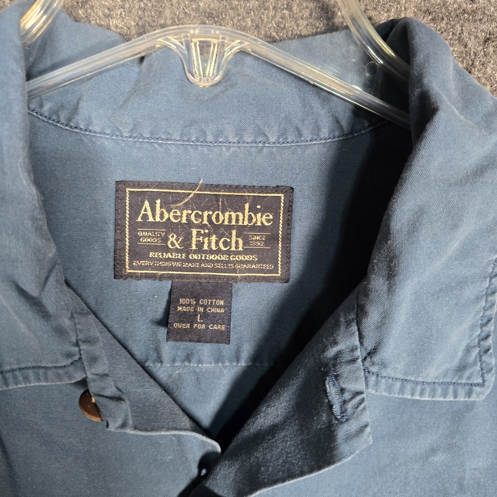 VTG Abercrombie Fitch Hawaiian Shirt Mens Large Floral Print Blue Tropical Beach - Picture 4 of 7